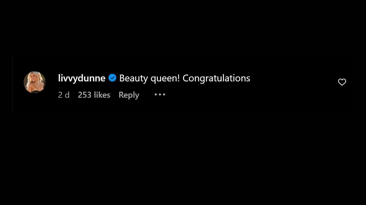 Olivia Dunne's comment (Credits: Instagram/@iamsydneythomas)